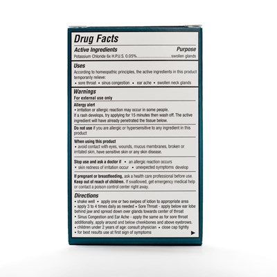 Drug Facts Back (Sorethroat911 Drug Facts Med)